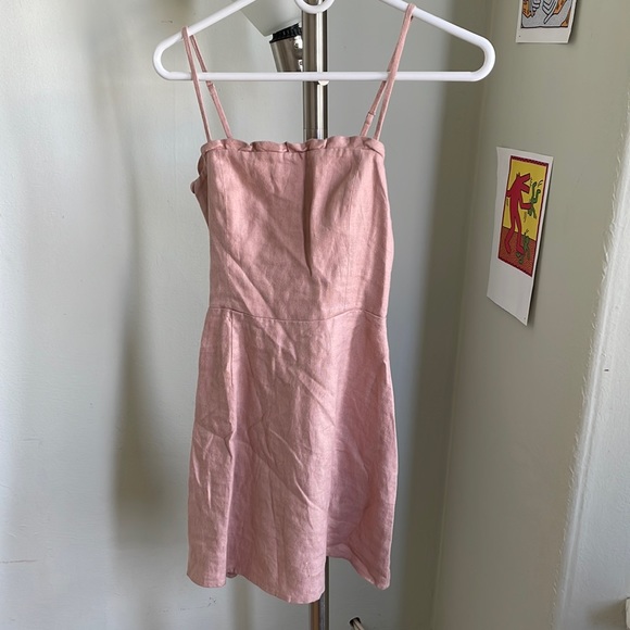 Reformation linen Ava mini dress in blush pink - Picture 2 of 5